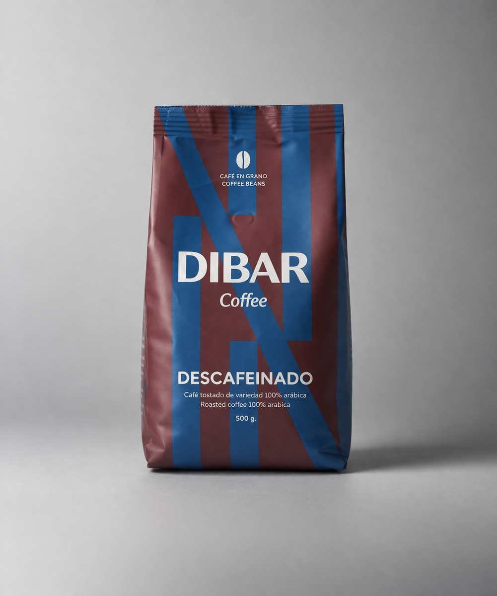 Dibar Descafeinado, påse med koffeinfria kaffebönor
